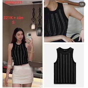 Zara Black Sleeveless Top with Studs